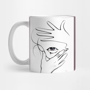 Minimalist Expression: Abstracted Female Visage drawing female face Abstract line art Case Mug